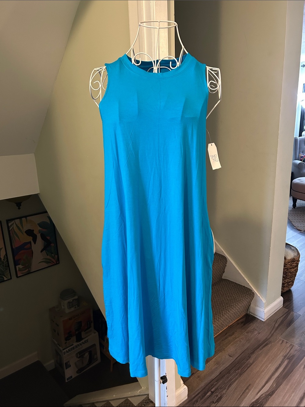 Time and Tru Sleeveless Midi Dress in Bright Teal